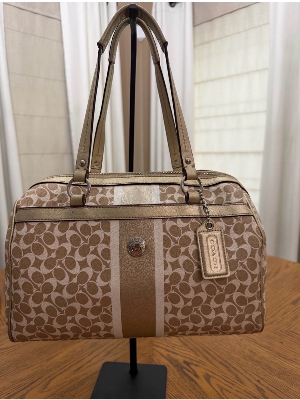 COACH Chelsea Signature Stripe Satchel
